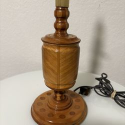 Accent Lamp Handmade Inlaid Wood with Shade