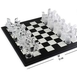 chess board set large Traditional Glass Chess Set Board Drinking Game 20''X 20''