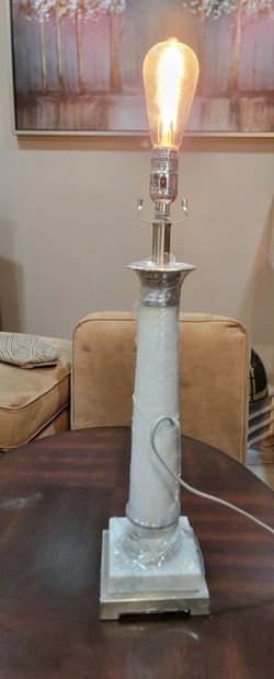White  Marbel Column Table Lamp