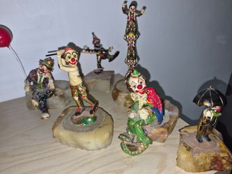 Ron Lee Vintage 24 carrot Gold plated Clown collectable. Set of 6.