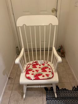 White Wood Spindle Rocking Chair