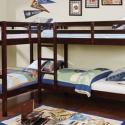 L-Shaped Quadruple Twin Bunk Bed