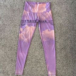 Teeki Hot Pants Yoga Leggings Sz Small Purple Haze Arrows Clouds Full Length