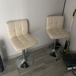 Beige Adjustable Bar Stools