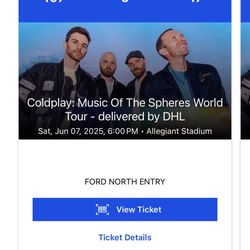 Coldplay Tickets Saturday Allegiant Stadium June 7