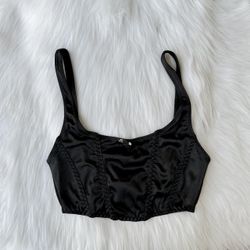 Black satin rose bralette, brand new with tag