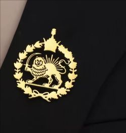 Iran Persian Lapel Pin Shir Khorshid Lion & Sun Stainless Steel brooch Gold Plated