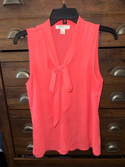 Forever 21 Coral Sleeveless Tie-Front Blouse