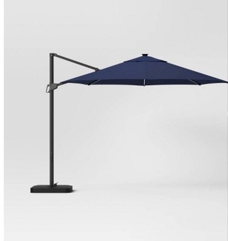 7.5' Round Offset Outdoor Patio Umbrellas Blue with Black Pole.