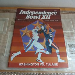 1987 Independence Bowl XII Game Program Washington Vs Tulane Vintage Football