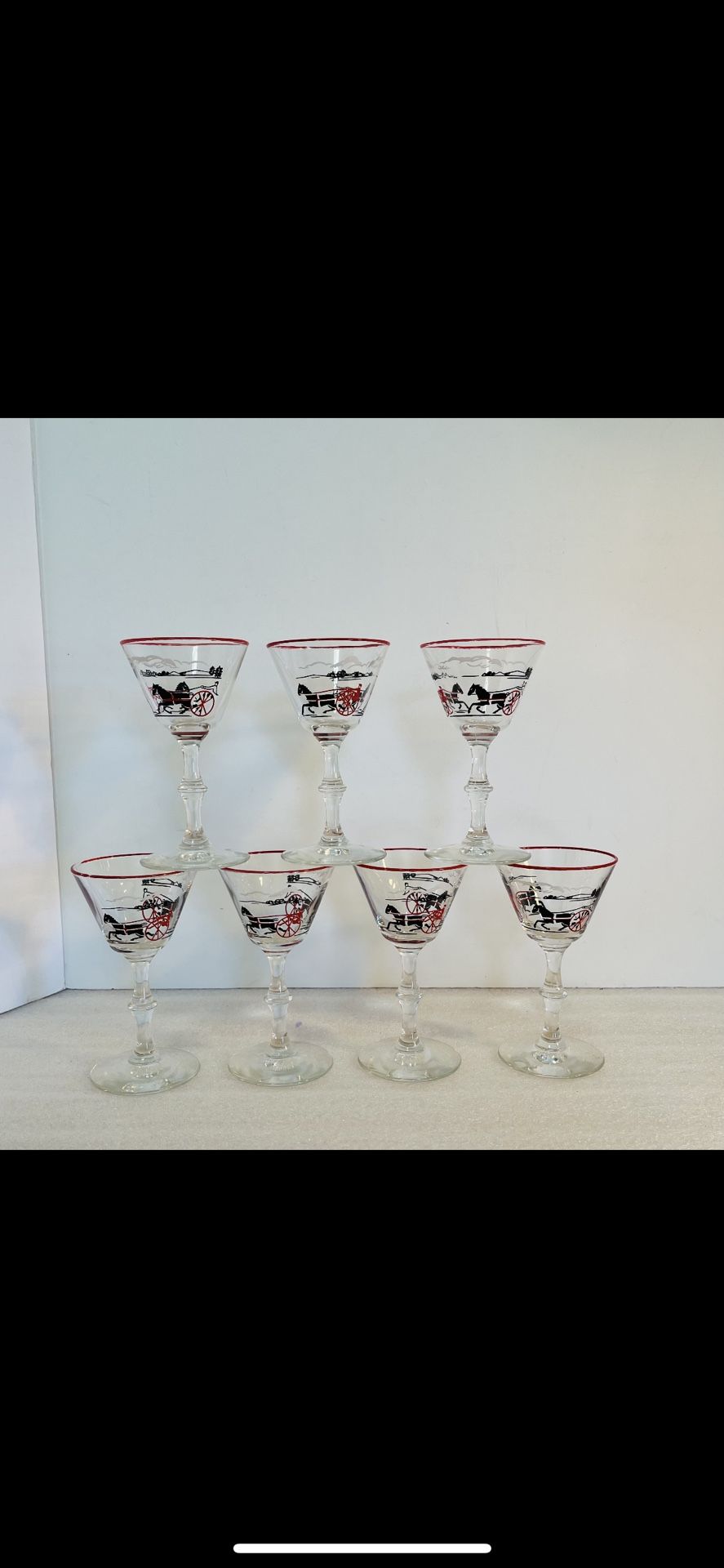 Vintage Harness Horse Racing Cocktail Glasses