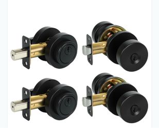 Matte Black Door Knob Lock Set – 2 Pack