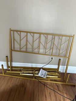 Gold Metal Bed Frame with Headboard