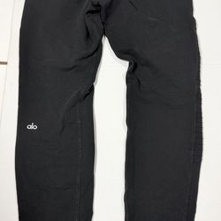 Alo Black Moto Ribbed Joggers size S