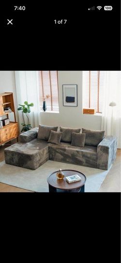 Upgrade 108’’ L Shape Cloud Couch, Plush Corduroy Sectional Sofa with Chaise, Boneless Couch worth $600