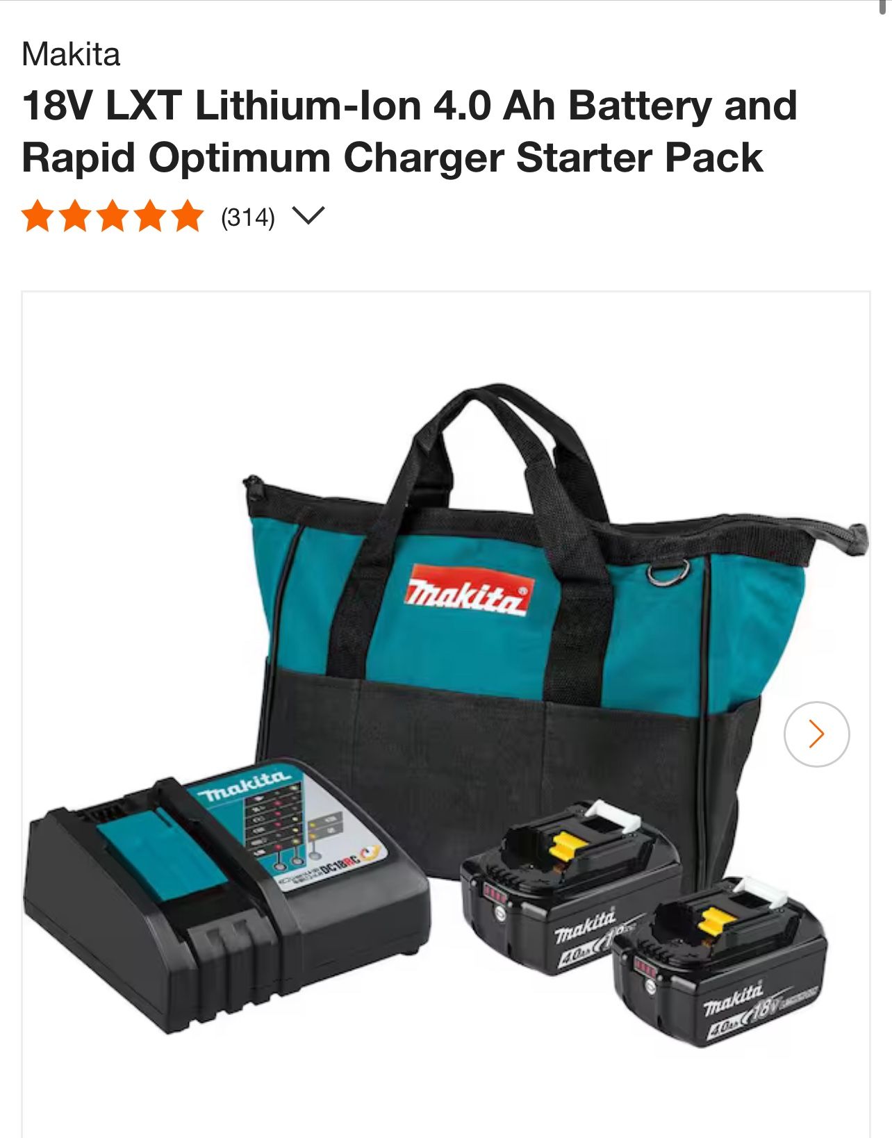18V LXT Lithium-Ion 4.0 Ah Battery and Rapid Optimum Charger Starter Pack