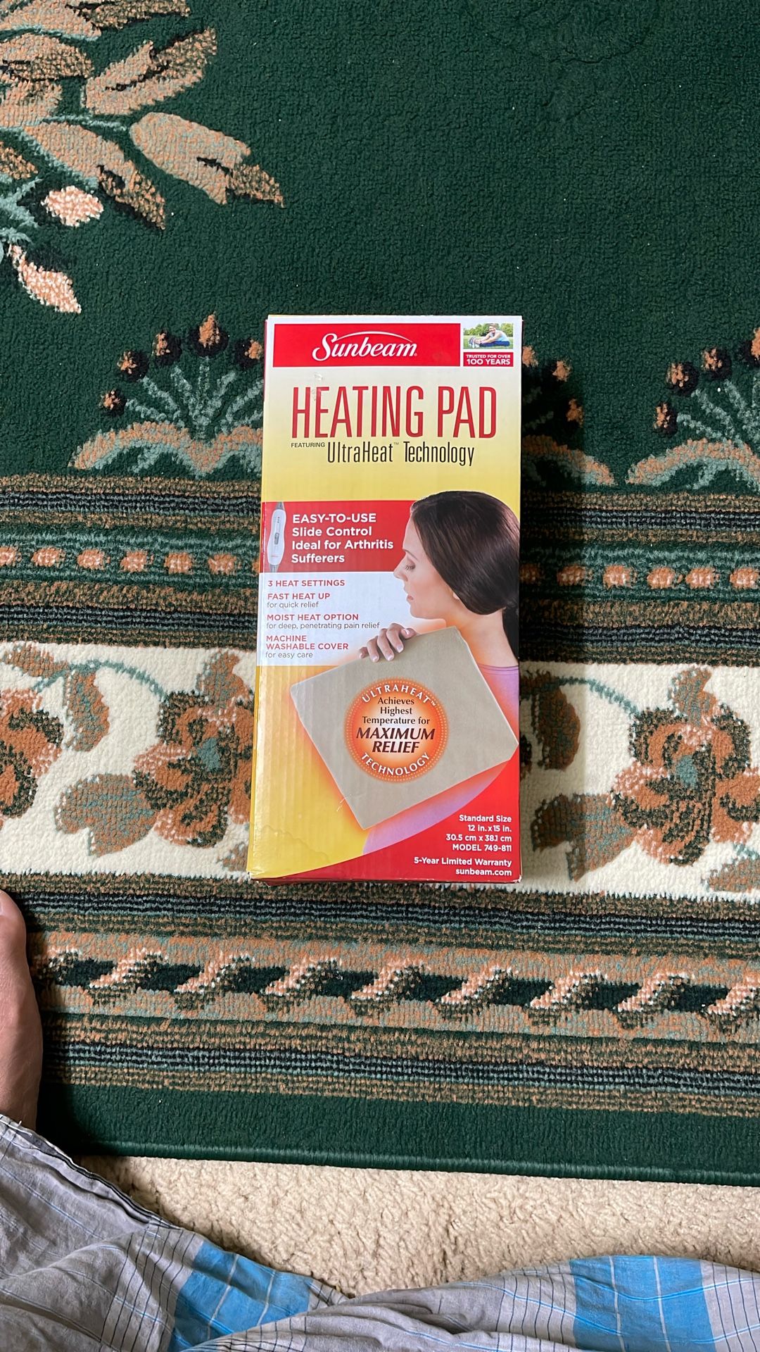 Sunbeam King Size Heating Pad Featuring Ultraheat Standard 12 x 15 720-905