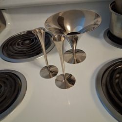 Vintage Arthur Salim Candle Sticks Holders And Bowl