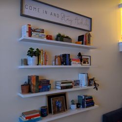 Four Heavy Duty Contemporary White Floating Shelf 