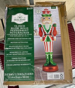 Holiday Time 72in Peppermint Nutcracker Blow Mold LED Motion Activated Timer