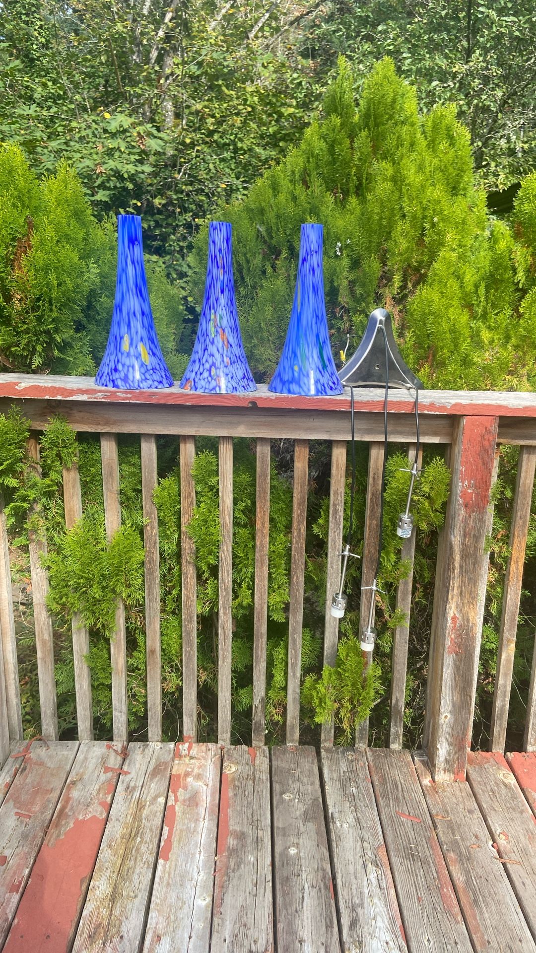 Hanging Lamp, Cobalt Blue Shades, Lamps