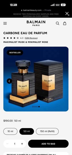 Authentic Balmain Carbone *Parfum
