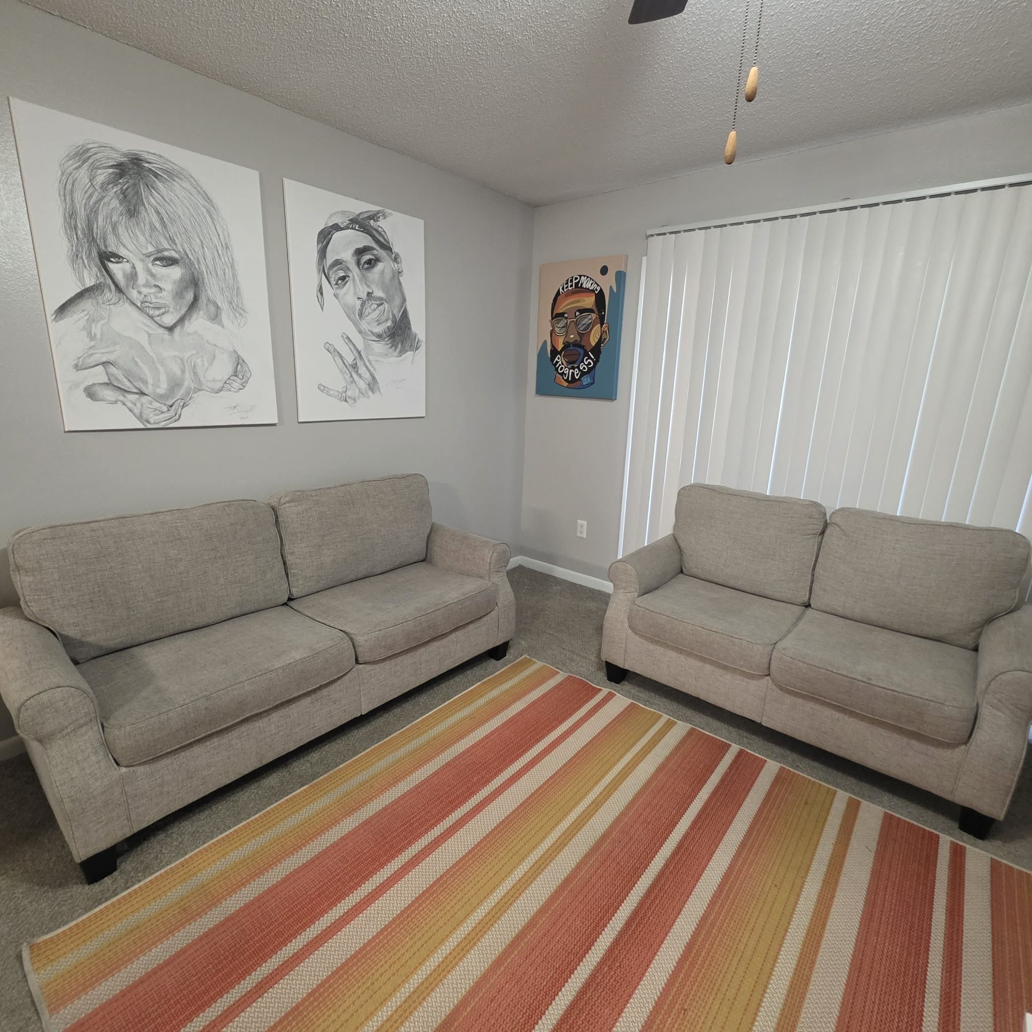 Sofa & Love Seat. Side Table Bar Stools