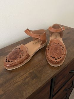 Light brown Leather Sandals  size 8/ Huaraches de piel color café claro talla 8 US 25 Mex.