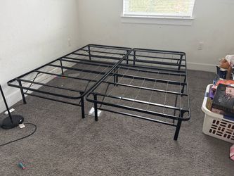 Two Twin make 1 King Black Metal Platform Bed Frame (Including Mattresses)