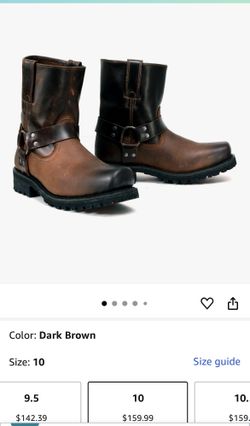 Milwaukee Leather Men's Brown Two-Tone Full Grain Leather Easy Pull-On Motorcycle Harness Boots MBM9008