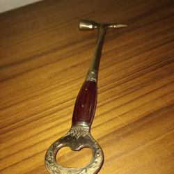 Nice Find Solid Brass And Rosewood Opener With Ice Hammer And Pick