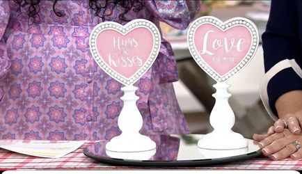 Set of 2 Sentiment Hearts on Pedestals by Valerie