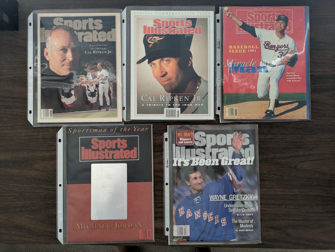 SI magazine lot of 5. Ripken 2, Jordan, Gretzky and Ryan