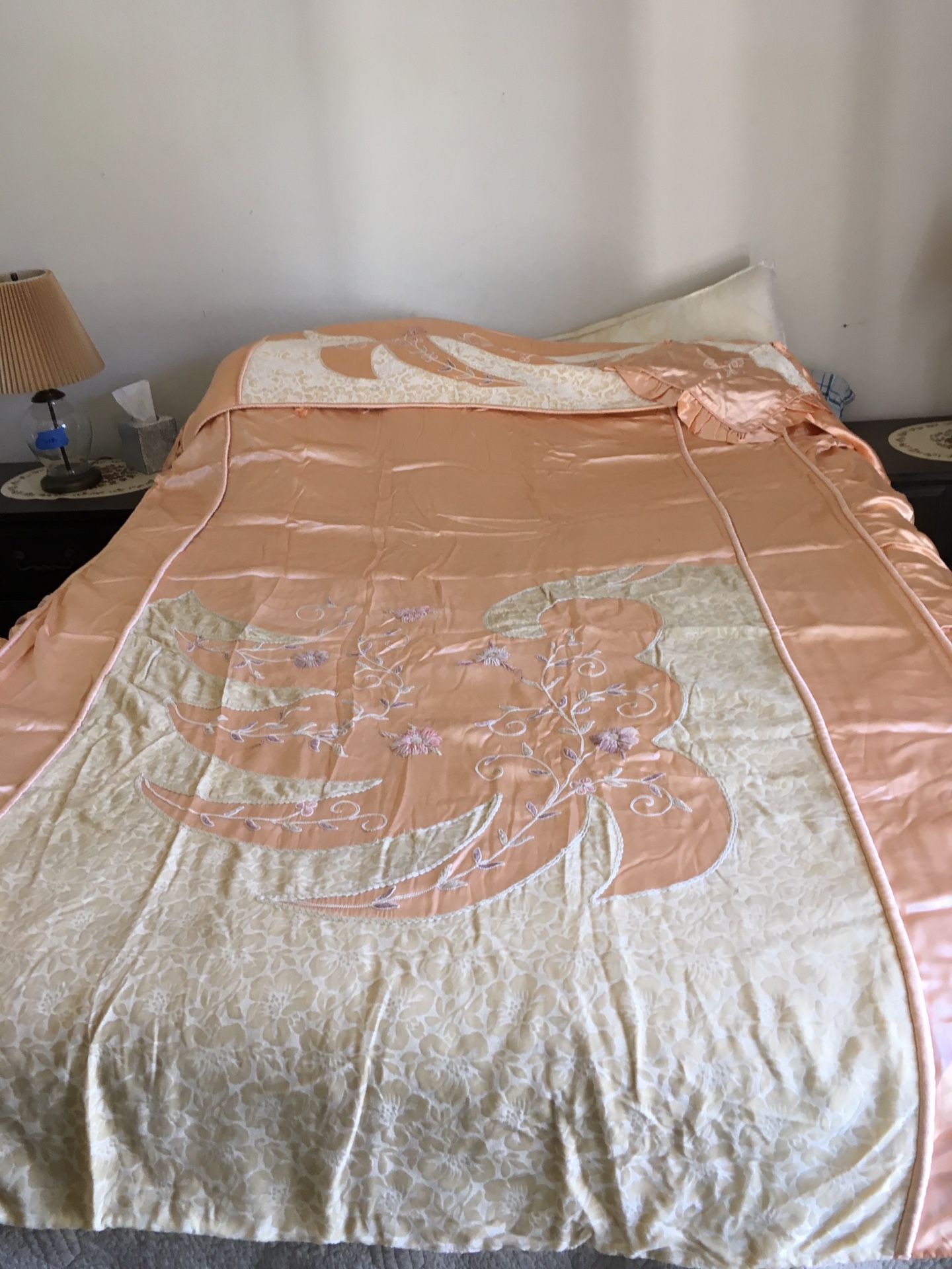 Vintage Full Bed Size Satin Bedspread