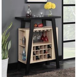 White Serving Bar Console with Wine Rack