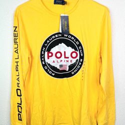 NEW! Polo Ralph Lauren Men's Alpine World Cup Racing Yellow LS T-Shirt Size L