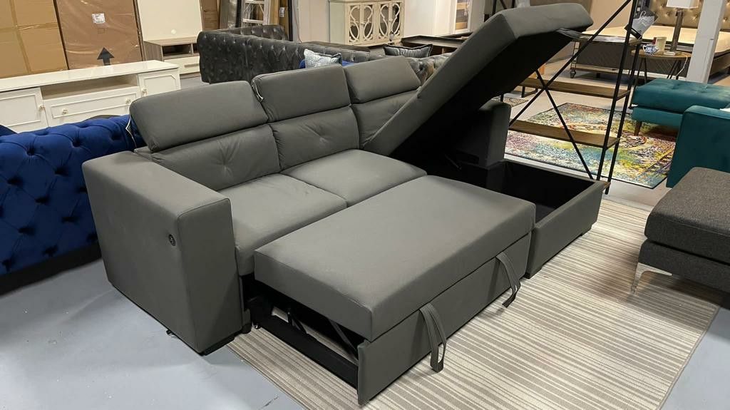 Haruko - Sleeper Sectional Sofa w/Storage
Light Brown (Same Day Delivery)