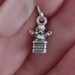 Vtg.Sterling Silver SANTA IN CHIMNEY CHARM