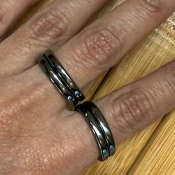 Set Of 4 Polished Hematite Rings (size 5)