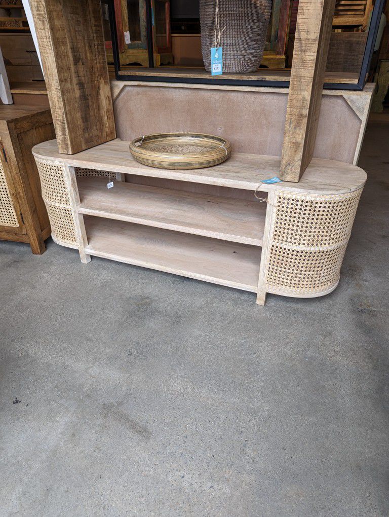 Rattan And Mango Wood Console Table