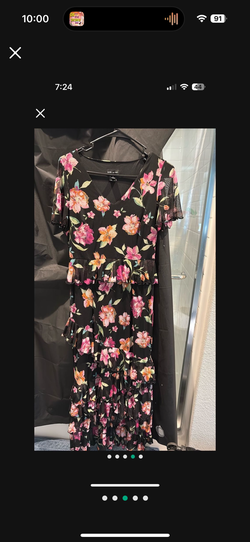 New Floar Print Black Long Women Beautiful Party Dress Only