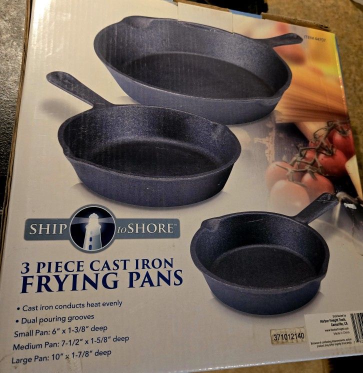 3 Piece Cast Iron Pan Set ~ Brand New