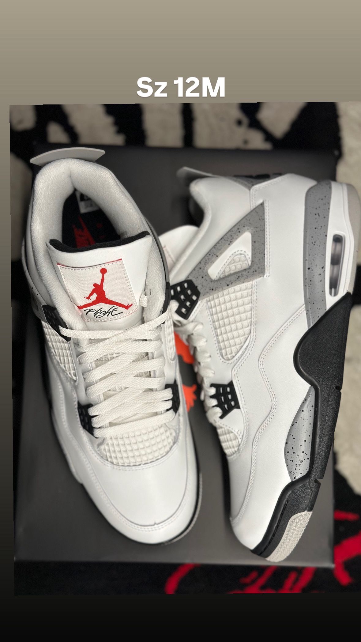 Jordan 4 White Cement Sz 12 $300