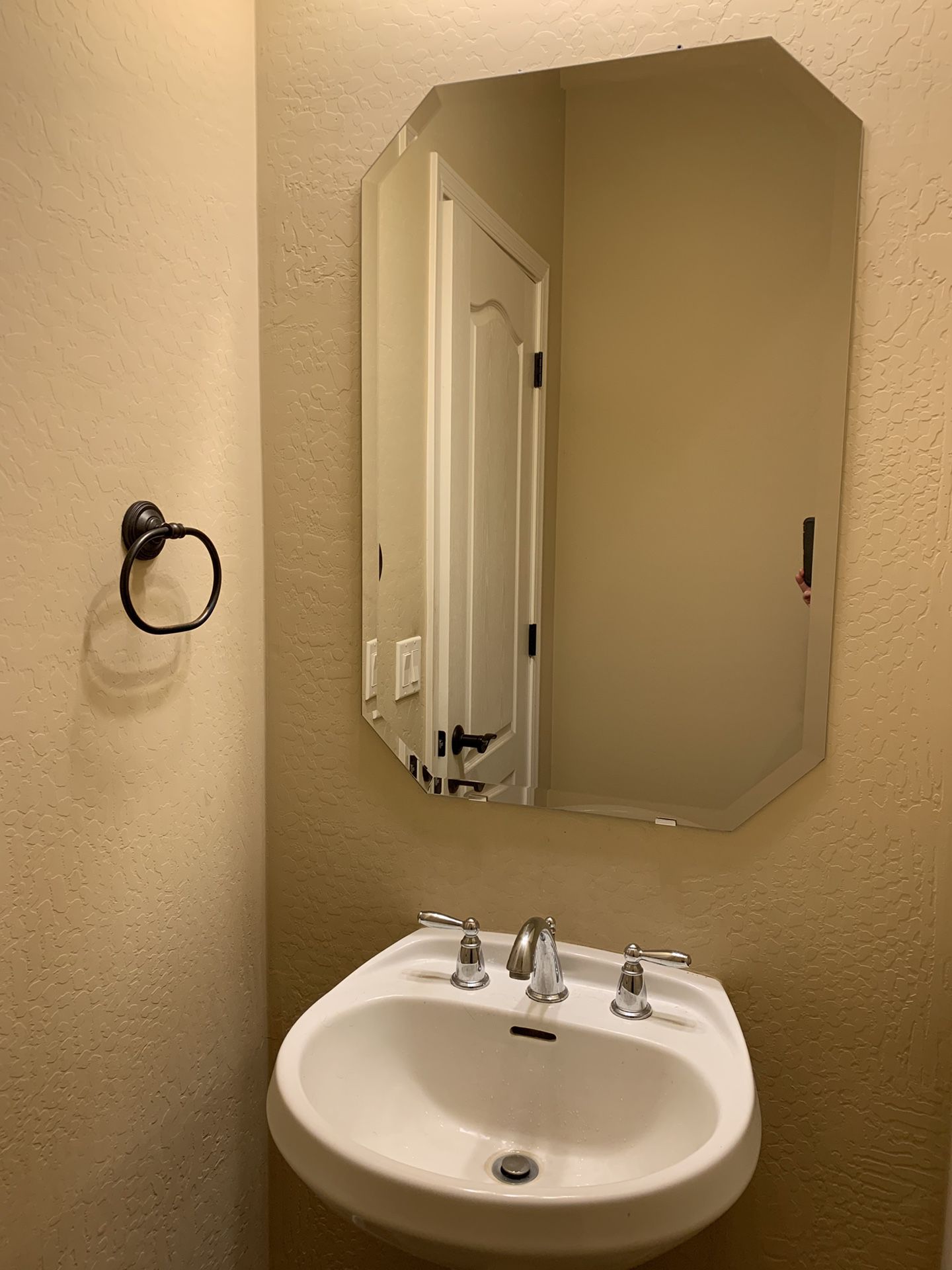 Bathroom mirror and pedestal