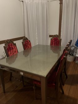 Cool Antique Table & Chairs With Additional Insert