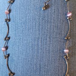 Rose Quartz Set In Silvertone Chain 