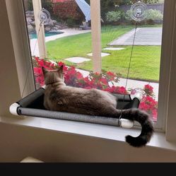 Cat Hammocks for Window, with Suction Cups Seat, Space Saving Cat Bed, Pet Resting Seat, Safety Perch for Large Cats, Provides a Bath