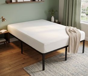full-size 8” memory foam gel mattress $125, metal 16” under-bed storage$95