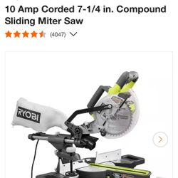 Ryobi Mitter Saw 7 1/4 Compound New 