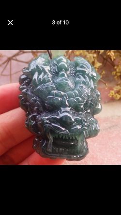 Certificate Jadeite Jewelry Jade Green Pendant Dragon Head necklace